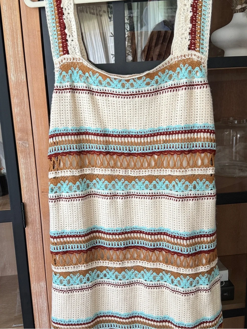 Anthropologie Kings Road Crochet Midi Dress Boho Swim Coverup Beach turquoise - Picture 5 of 10